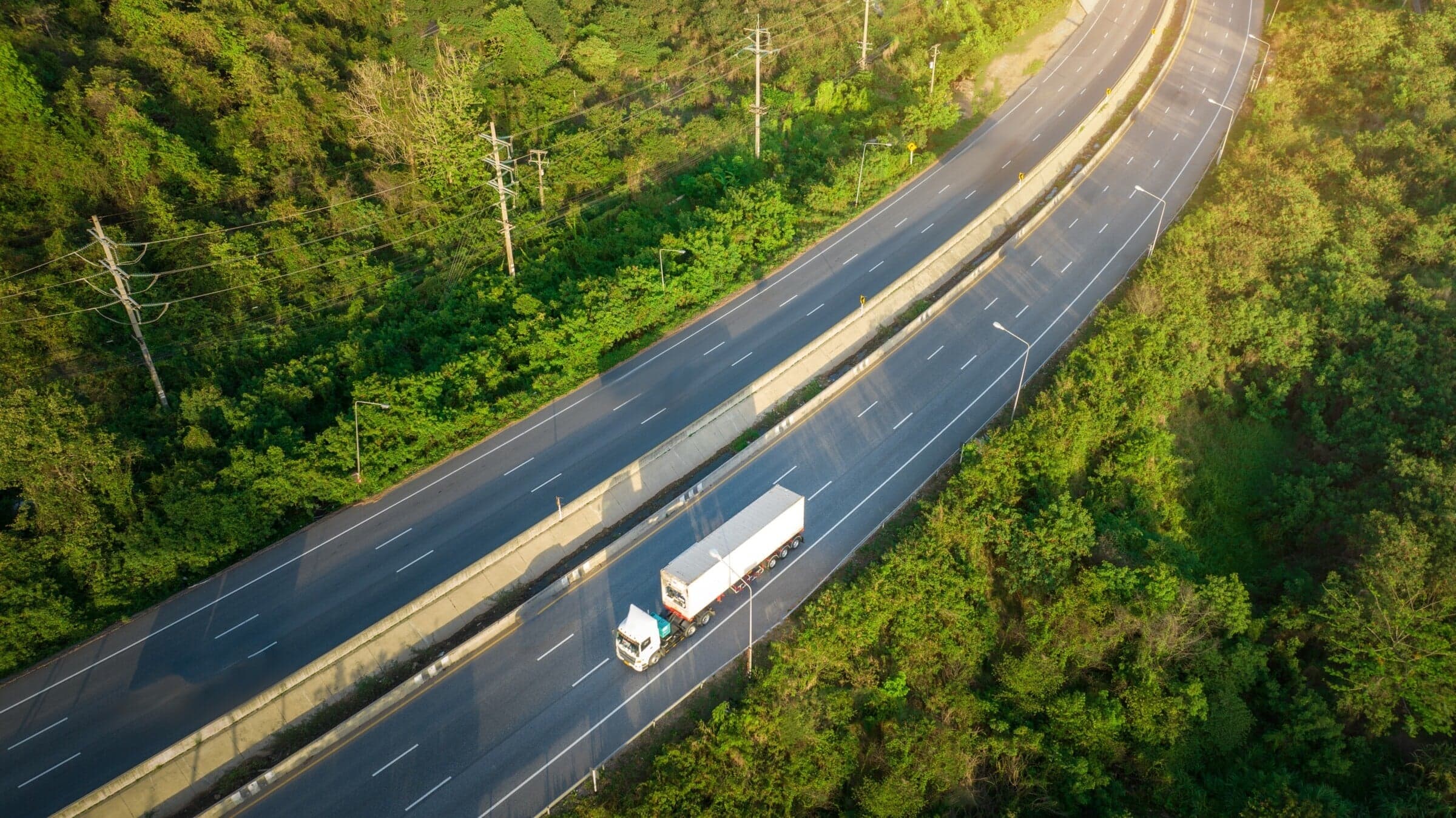 Container,Truck,With,Cargo,Trailer,Drives,On,High,Way,The